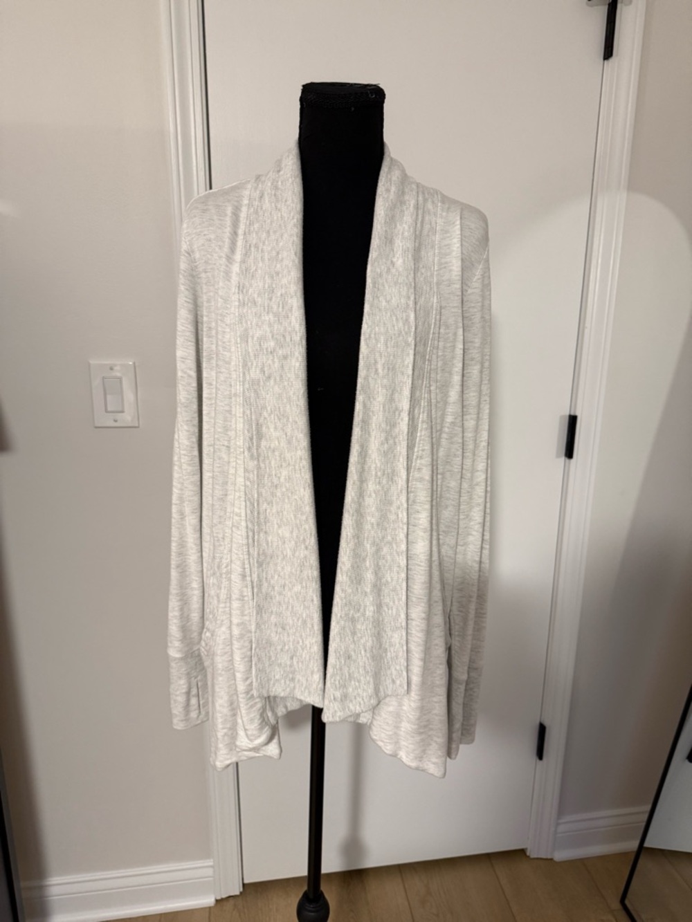 Athleta Heather Light Gray Open-Front Draped Cardigan